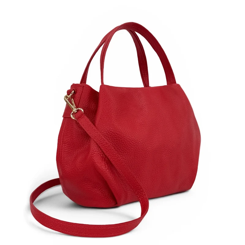 Sac à main en cuir grainé BUBBLE Rouge garance
