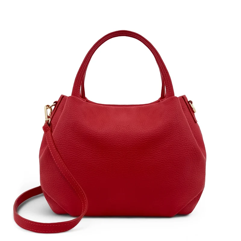 Sac à main en cuir grainé BUBBLE Rouge garance