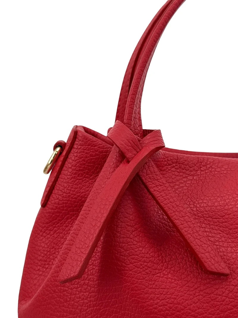 Sac à main en cuir grainé BUBBLE Rouge garance