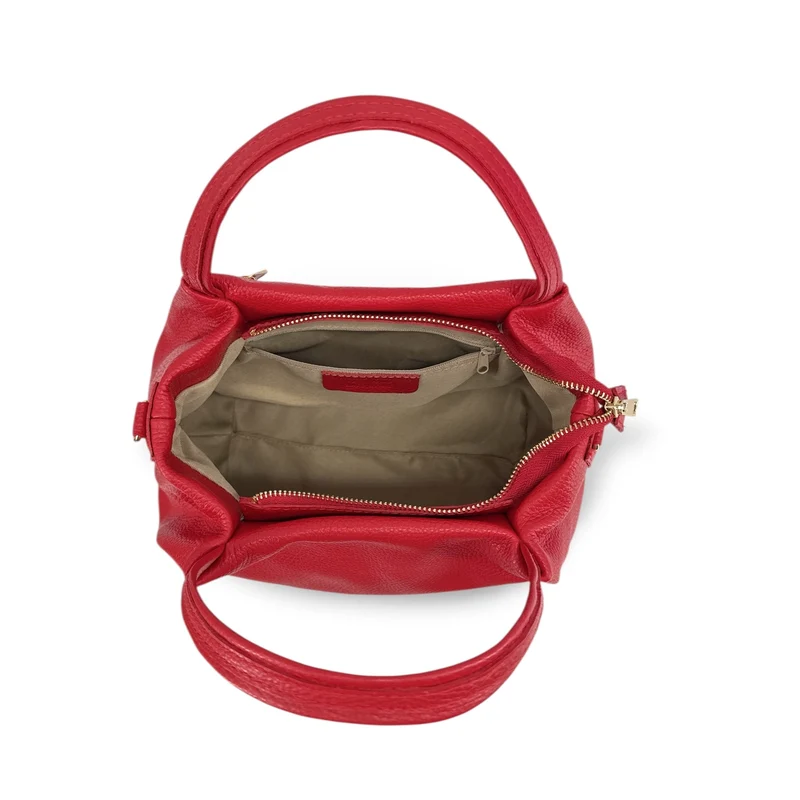 Sac à main en cuir grainé BUBBLE Rouge garance