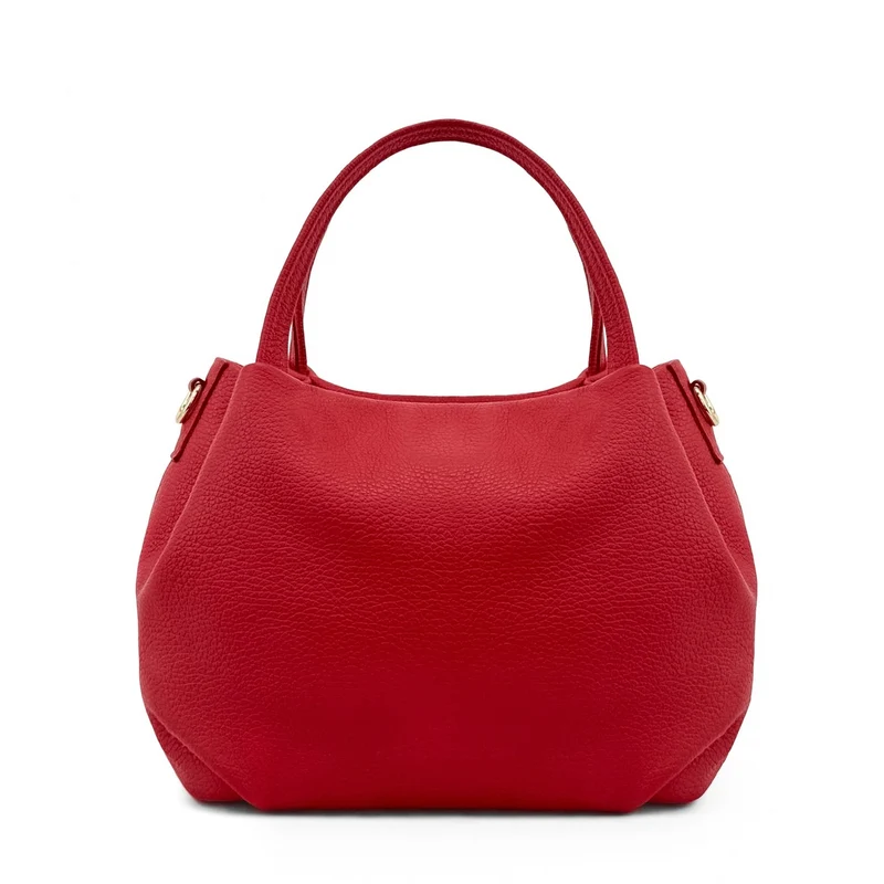 Sac à main en cuir grainé BUBBLE Rouge garance