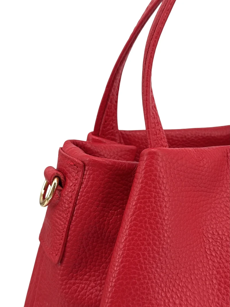 Sac à main en cuir grainé BUBBLE Rouge garance