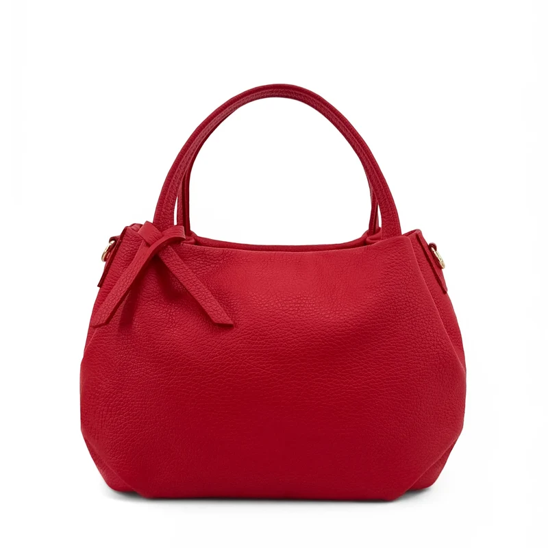 Sac à main en cuir grainé BUBBLE Rouge garance