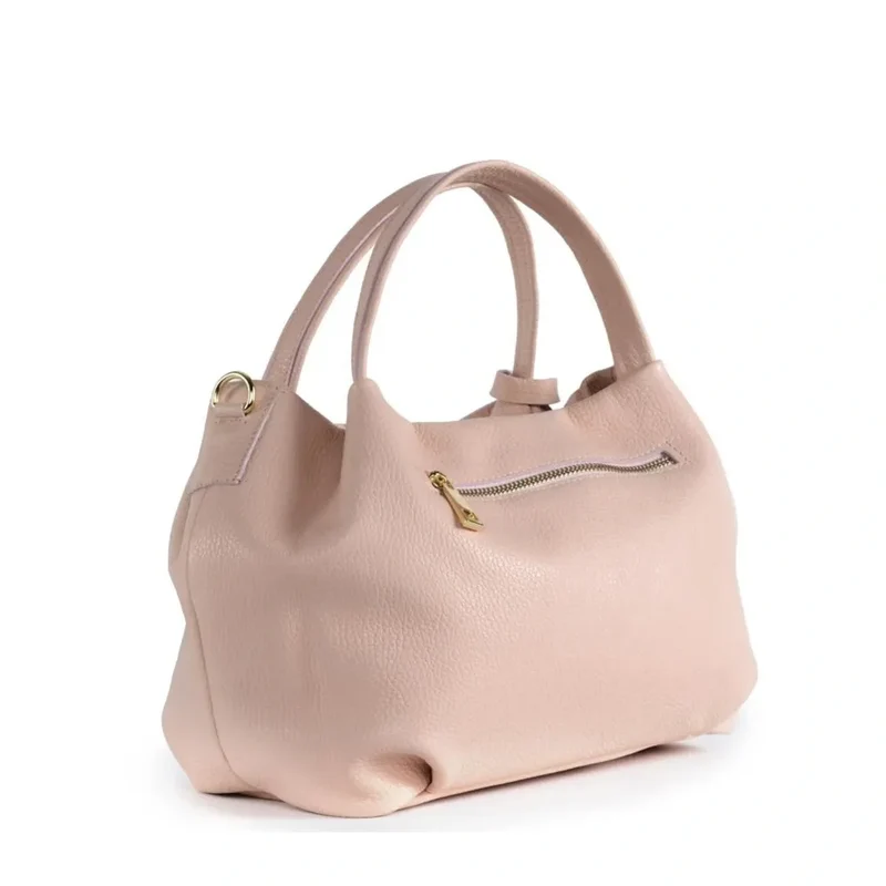 Sac à main en cuir grainé BUBBLE Rose nude