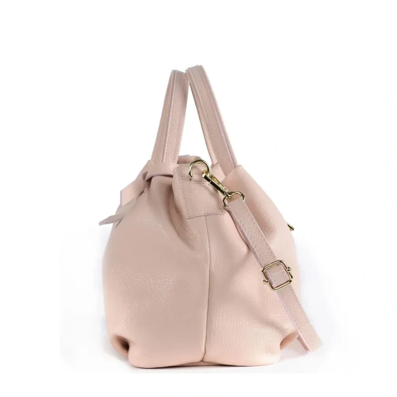 Sac à main en cuir grainé BUBBLE Rose nude
