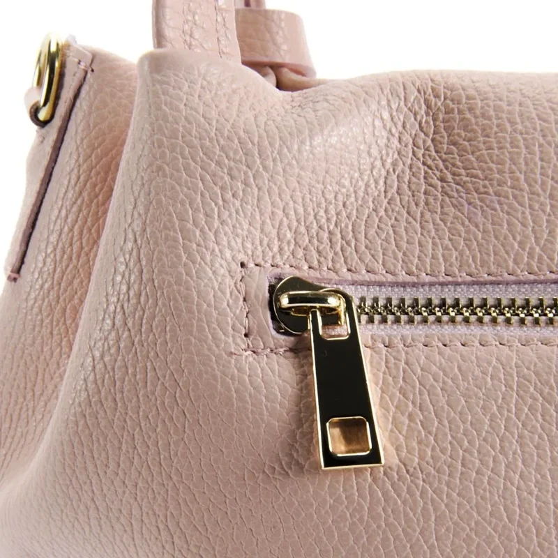 Sac à main en cuir grainé BUBBLE Rose nude