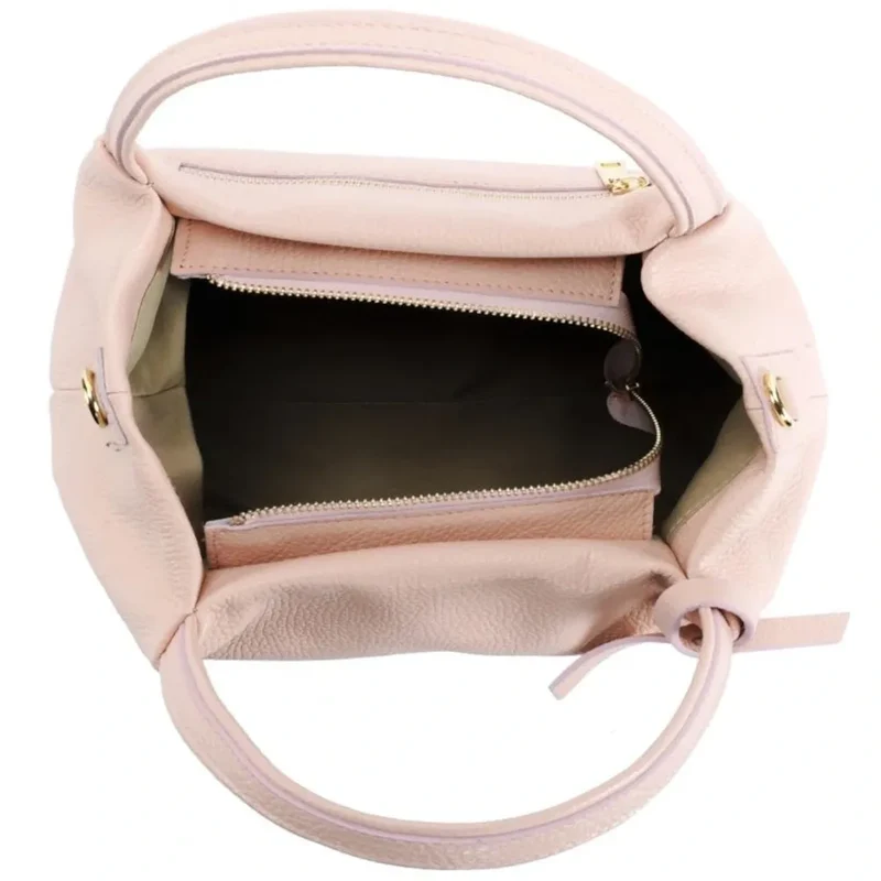 Sac à main en cuir grainé BUBBLE Rose nude