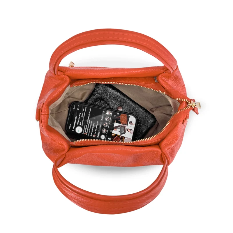 Sac à main en cuir grainé BUBBLE Orange