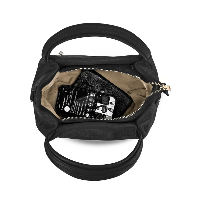 Sac à main en cuir grainé BUBBLE Noir