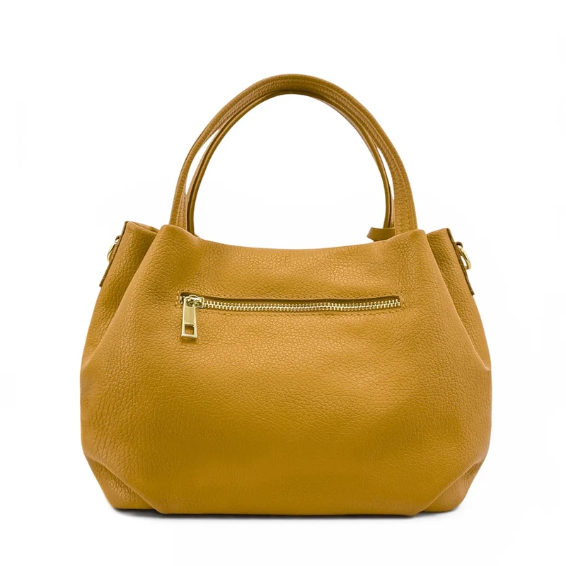 Sac à main en cuir grainé BUBBLE Jaune Moutarde