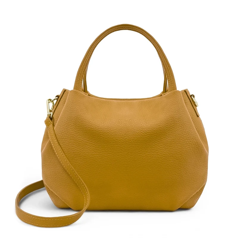 Sac à main en cuir grainé BUBBLE Jaune Moutarde