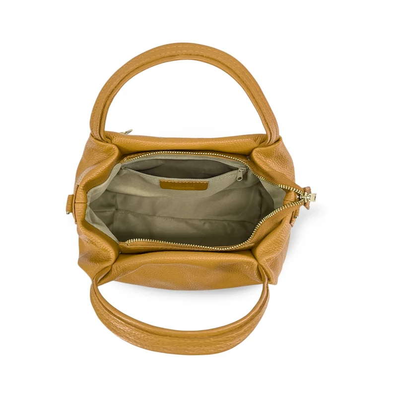Sac à main en cuir grainé BUBBLE Jaune Moutarde