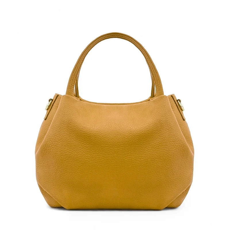Sac à main en cuir grainé BUBBLE Jaune Moutarde