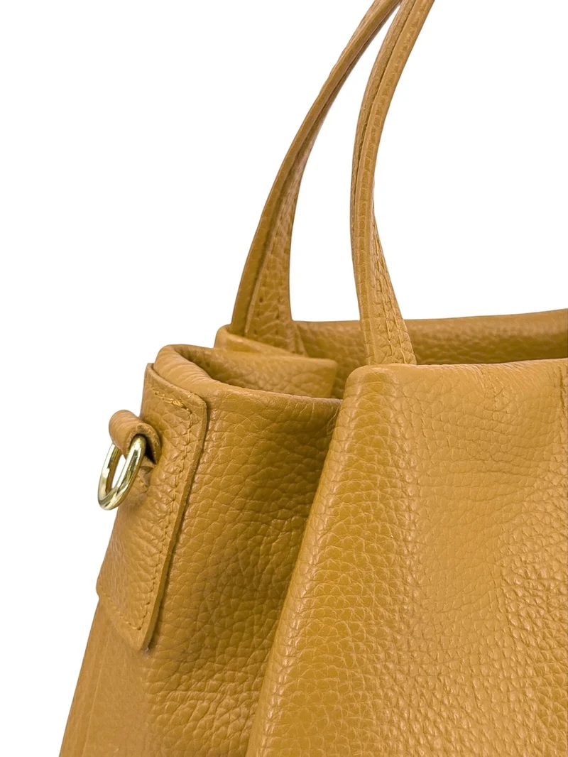 Sac à main en cuir grainé BUBBLE Jaune Moutarde