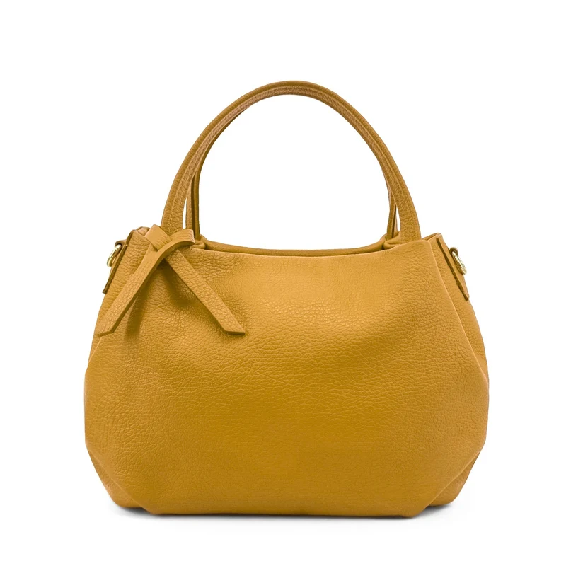 Sac à main en cuir grainé BUBBLE Jaune Moutarde