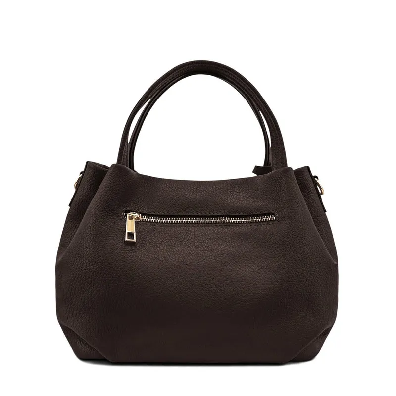 Sac à main en cuir grainé BUBBLE Marron chocolat