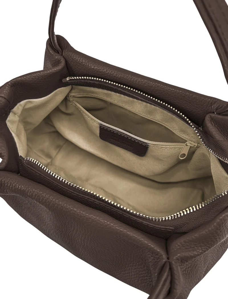 Sac à main en cuir grainé BUBBLE Marron chocolat