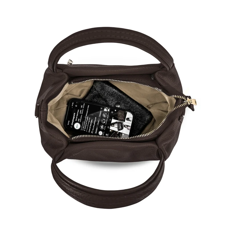 Sac à main en cuir grainé BUBBLE Marron chocolat