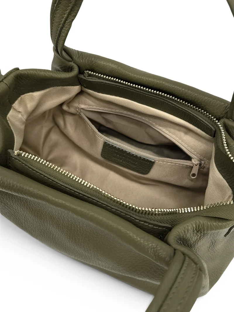 Sac à main en cuir grainé BUBBLE Vert kaki