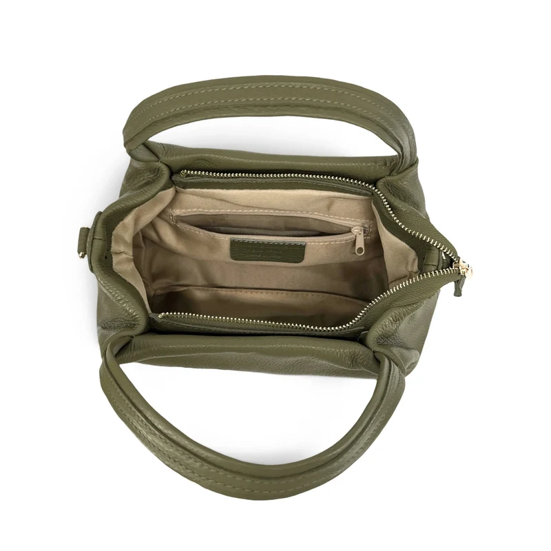 Sac à main en cuir grainé BUBBLE Vert kaki