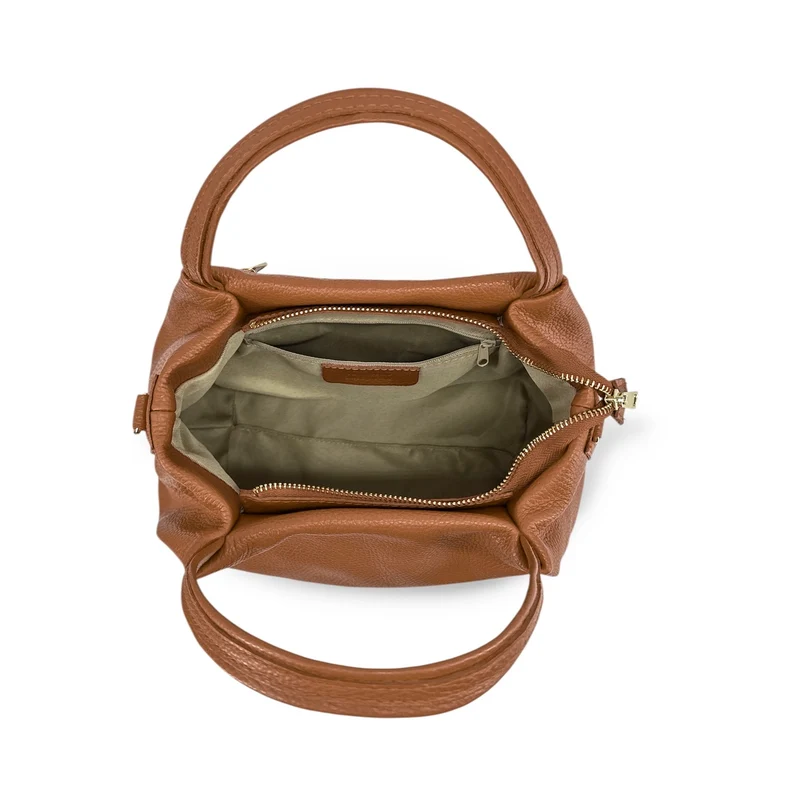 Sac à main en cuir grainé BUBBLE Marron camel foncé