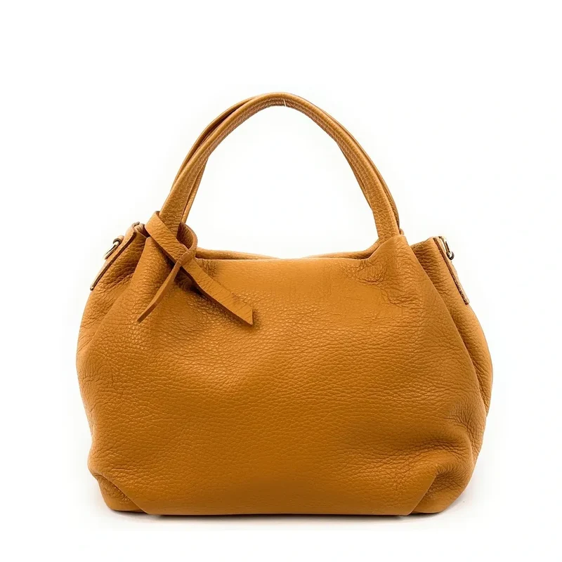 Sac à main en cuir grainé BUBBLE Marron camel