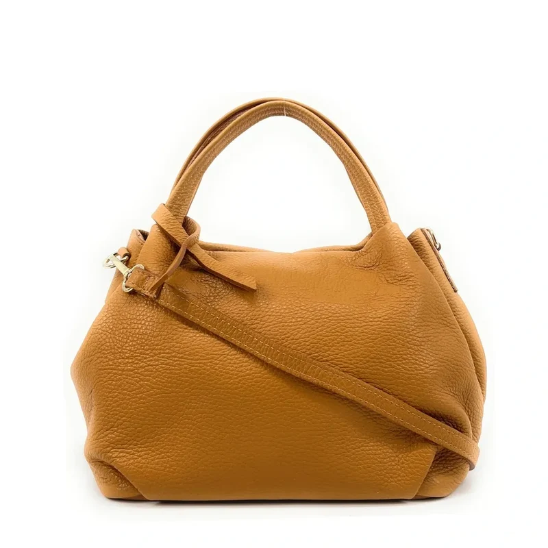 Sac à main en cuir grainé BUBBLE Marron camel