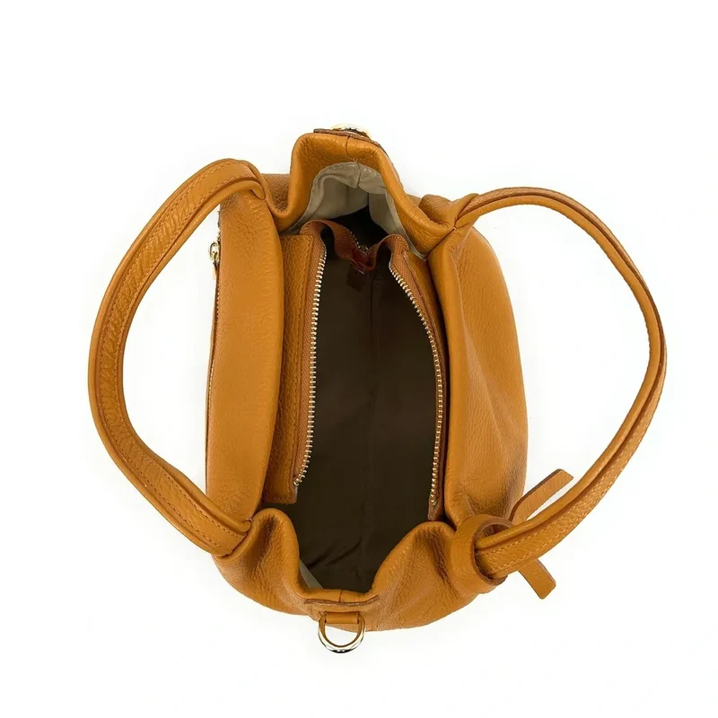 Sac à main en cuir grainé BUBBLE Marron camel