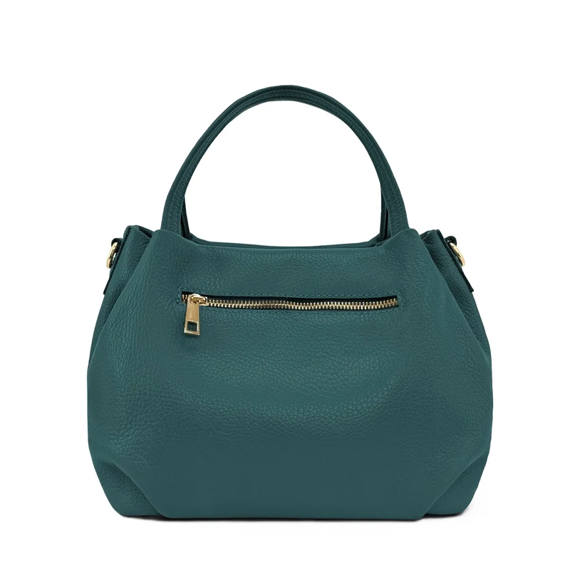 Sac à main en cuir grainé BUBBLE Bleu vert canard