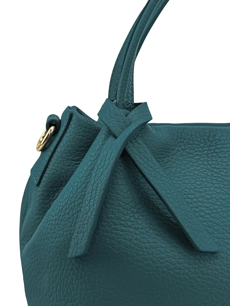 Sac à main en cuir grainé BUBBLE Bleu vert canard