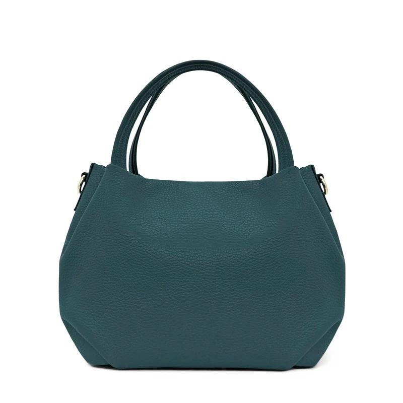 Sac à main en cuir grainé BUBBLE Bleu vert canard