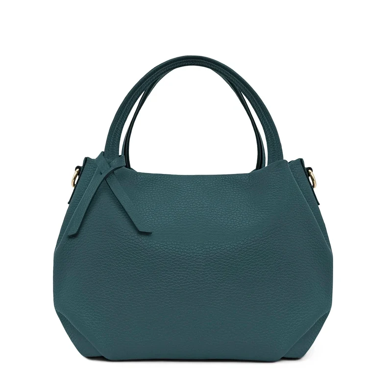 Sac à main en cuir grainé BUBBLE Bleu vert canard