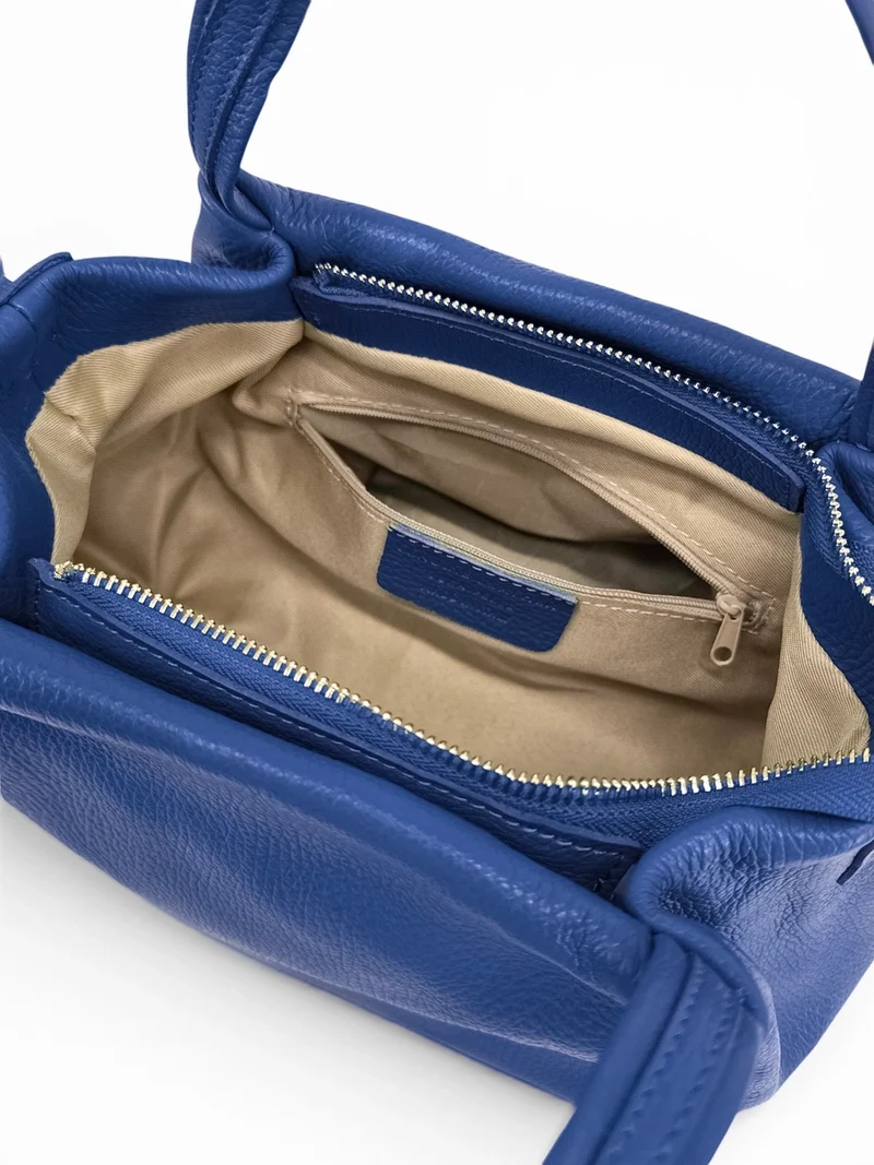 Sac à main en cuir grainé BUBBLE Bleu roi