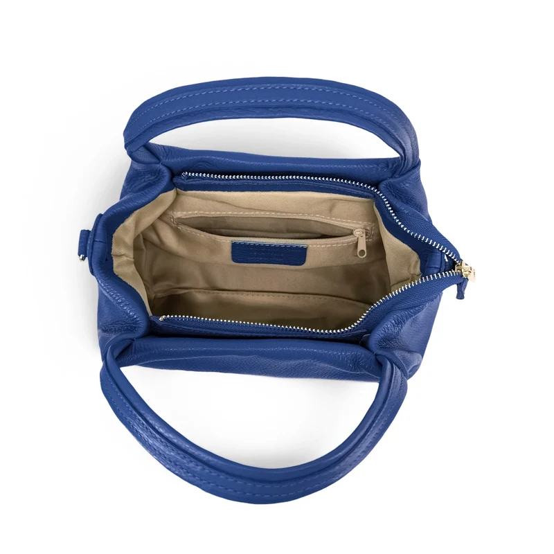 Sac à main en cuir grainé BUBBLE Bleu roi