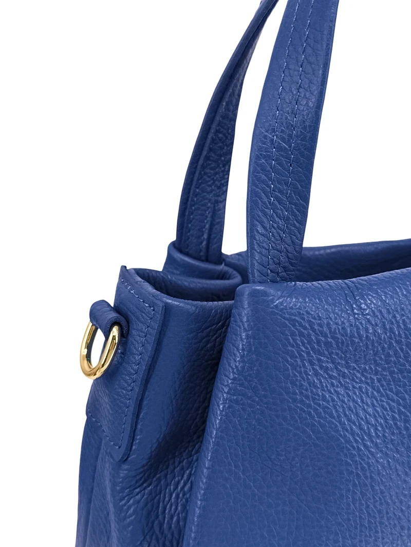 Sac à main en cuir grainé BUBBLE Bleu roi