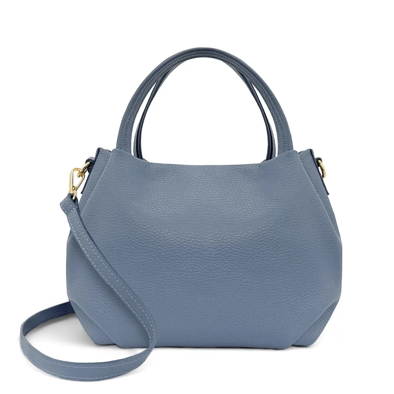 Sac à main en cuir grainé BUBBLE Bleu glacier