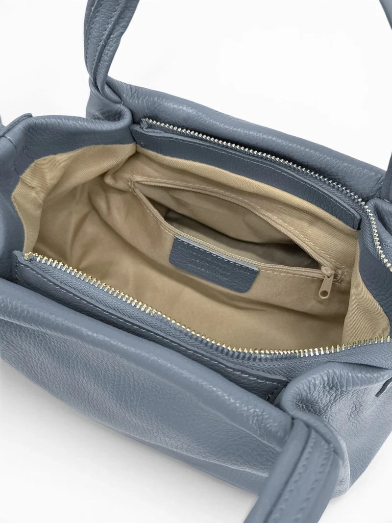 Sac à main en cuir grainé BUBBLE Bleu glacier