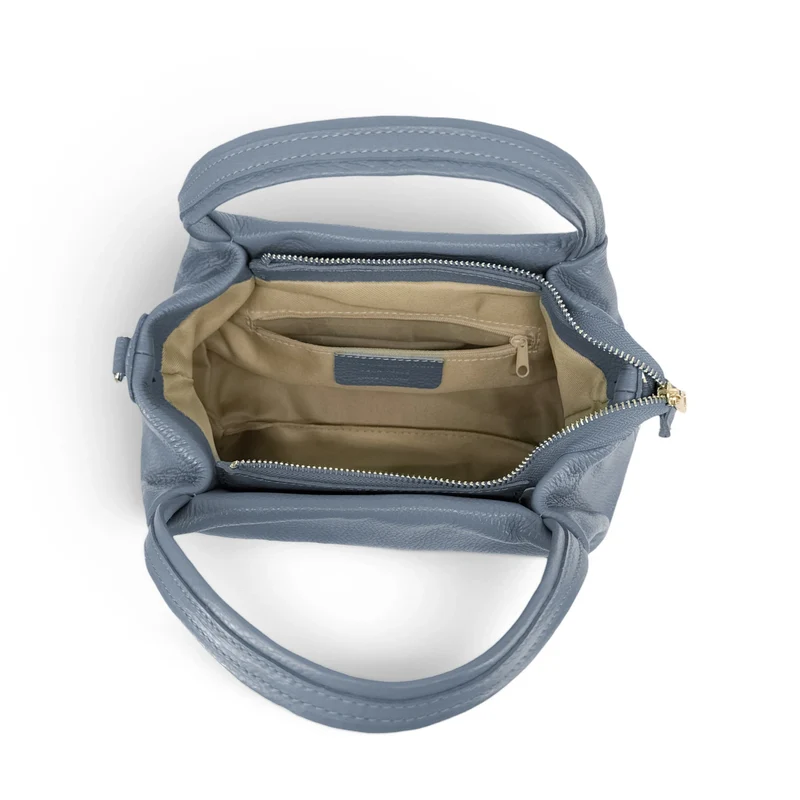Sac à main en cuir grainé BUBBLE Bleu glacier