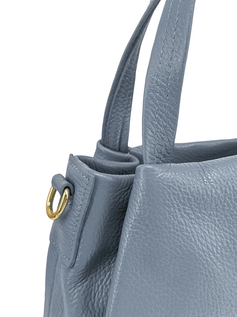 Sac à main en cuir grainé BUBBLE Bleu glacier