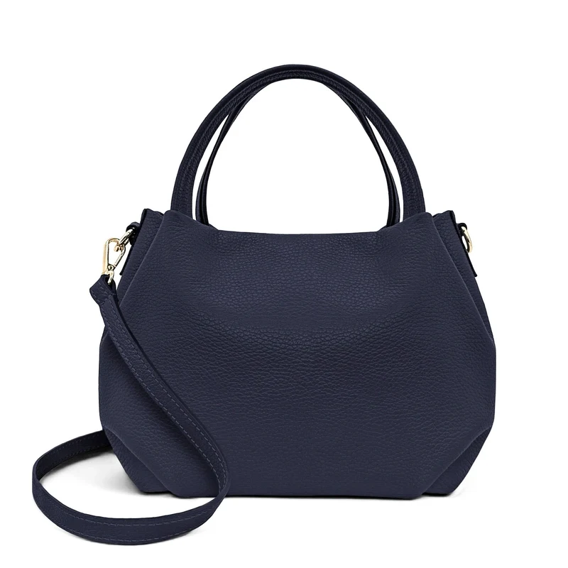 Sac à main en cuir grainé BUBBLE Bleu marine