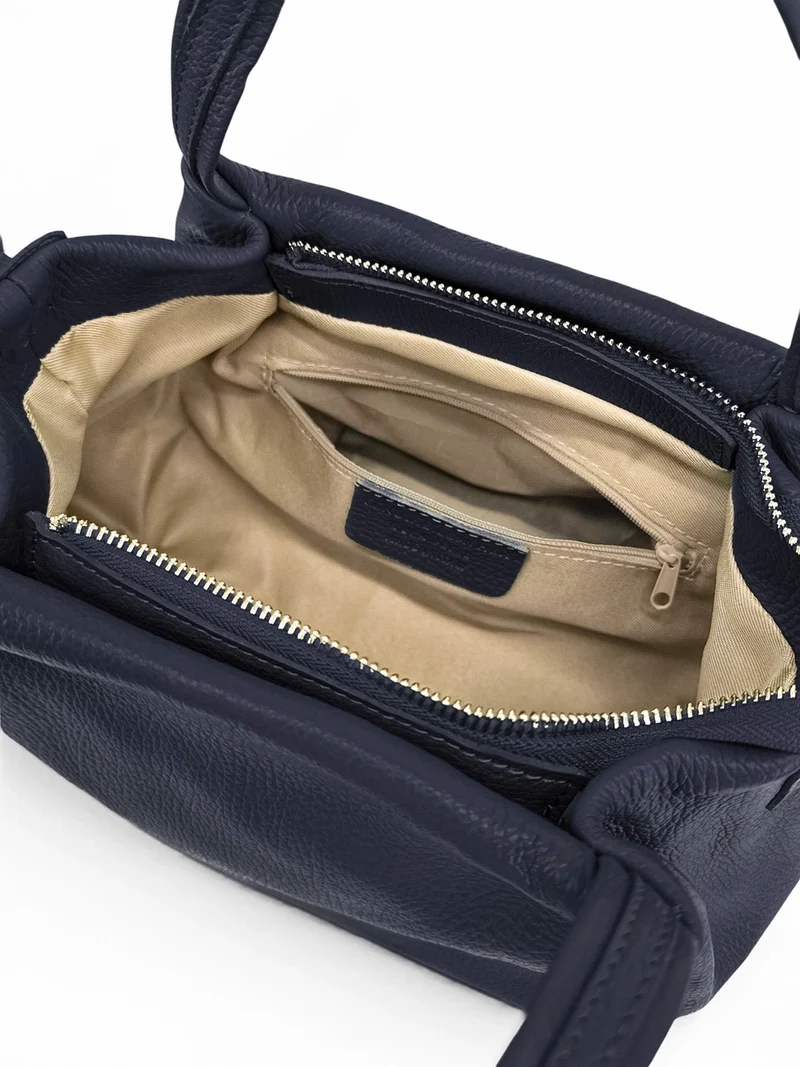 Sac à main en cuir grainé BUBBLE Bleu marine