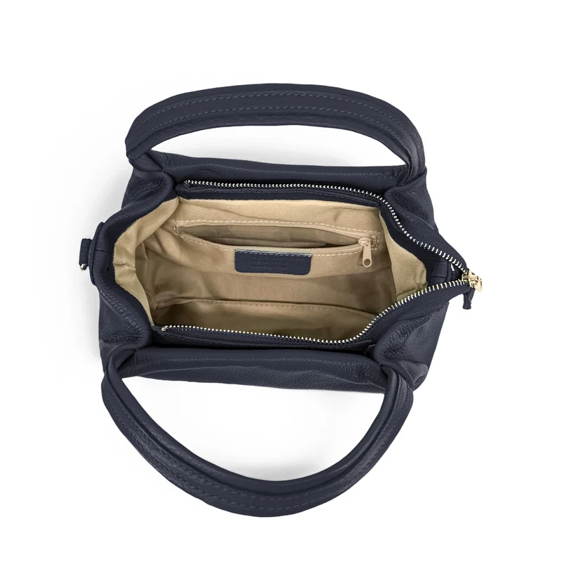 Sac à main en cuir grainé BUBBLE Bleu marine