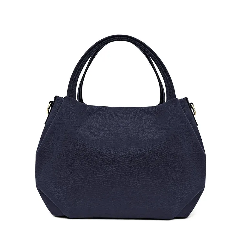 Sac à main en cuir grainé BUBBLE Bleu marine