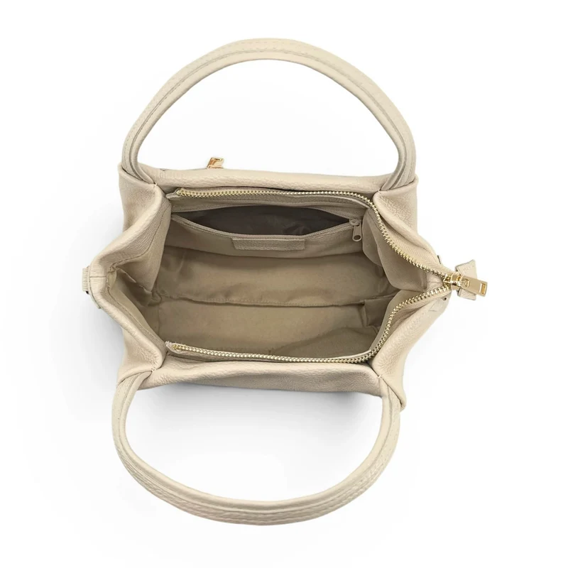 Sac à main en cuir grainé BUBBLE Beige crème