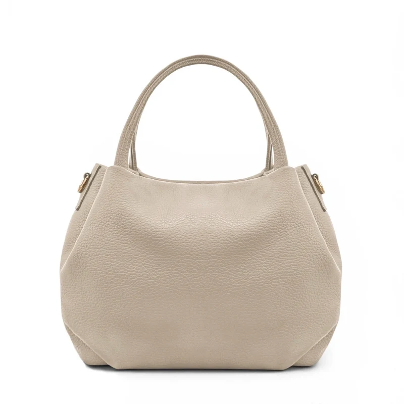 Sac à main en cuir grainé BUBBLE Beige crème