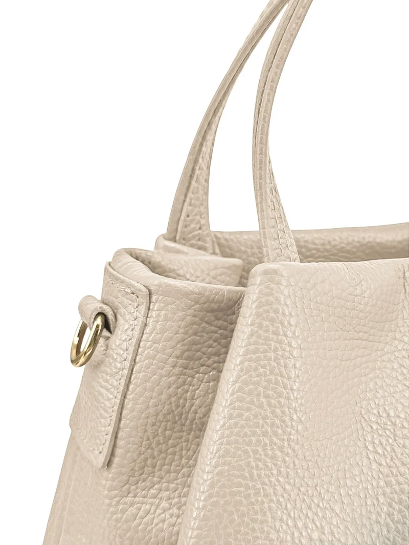 Sac à main en cuir grainé BUBBLE Beige crème