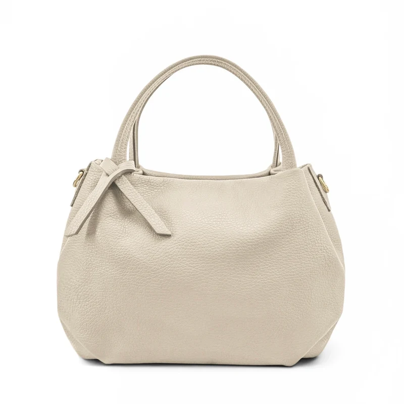 Sac à main en cuir grainé BUBBLE Beige crème