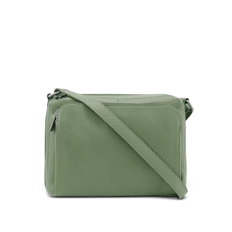 Sac trotteur à bandoulière en cuir grainé MANHATTAN Vert pastel