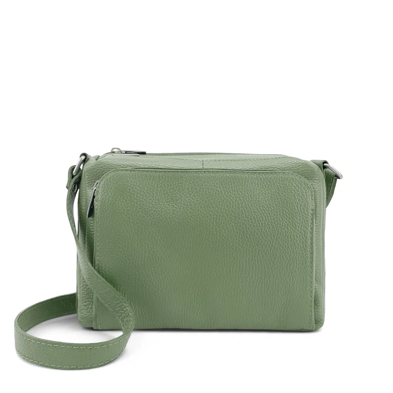 Sac trotteur à bandoulière en cuir grainé MANHATTAN Vert pastel