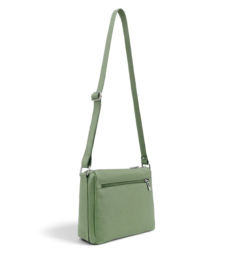 Sac trotteur à bandoulière en cuir grainé MANHATTAN Vert pastel